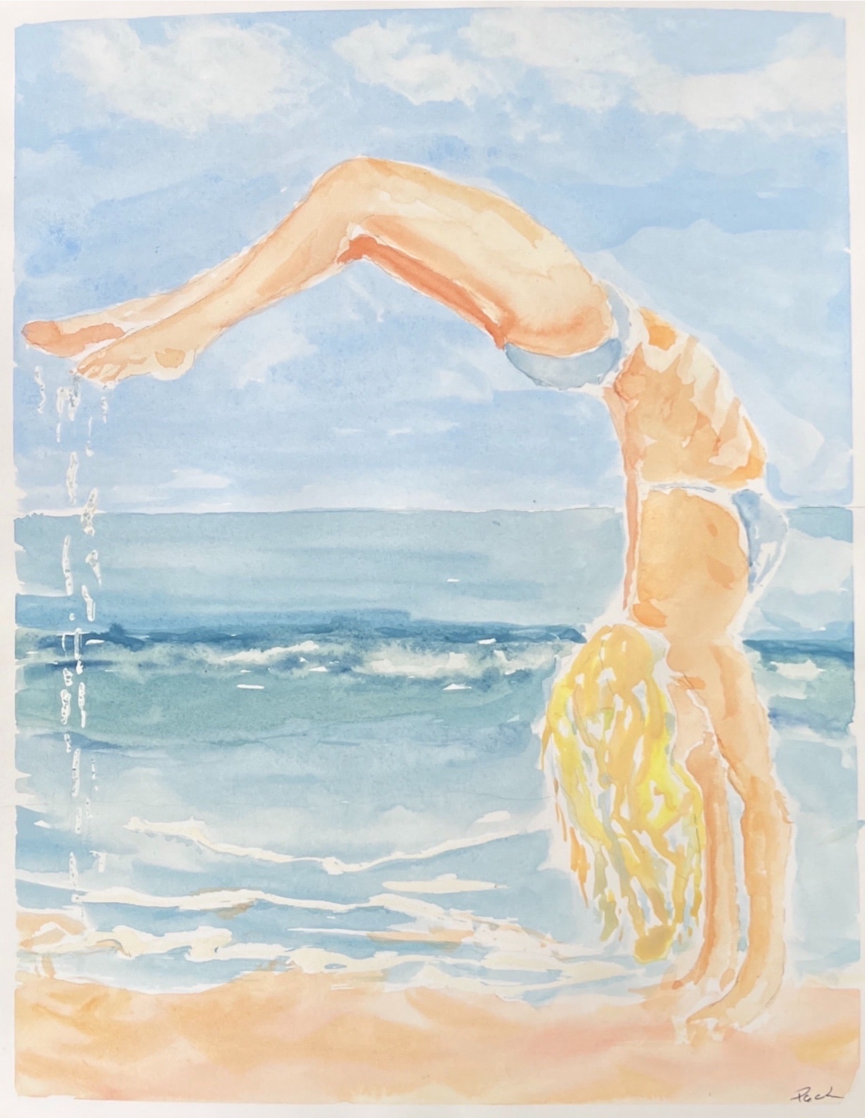 Figure diving into the ocean